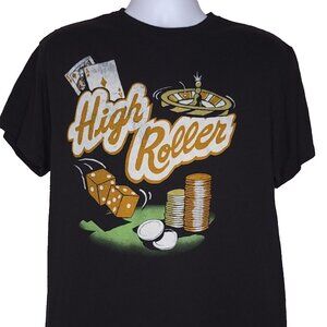 High Roller Las Vegas Junk Food T Shirt Size Large Short Sleeve Black Mens